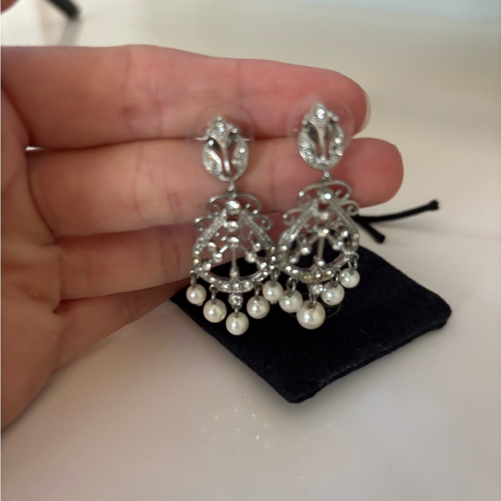 Elegant Silver and Pearl Drop Earrings
